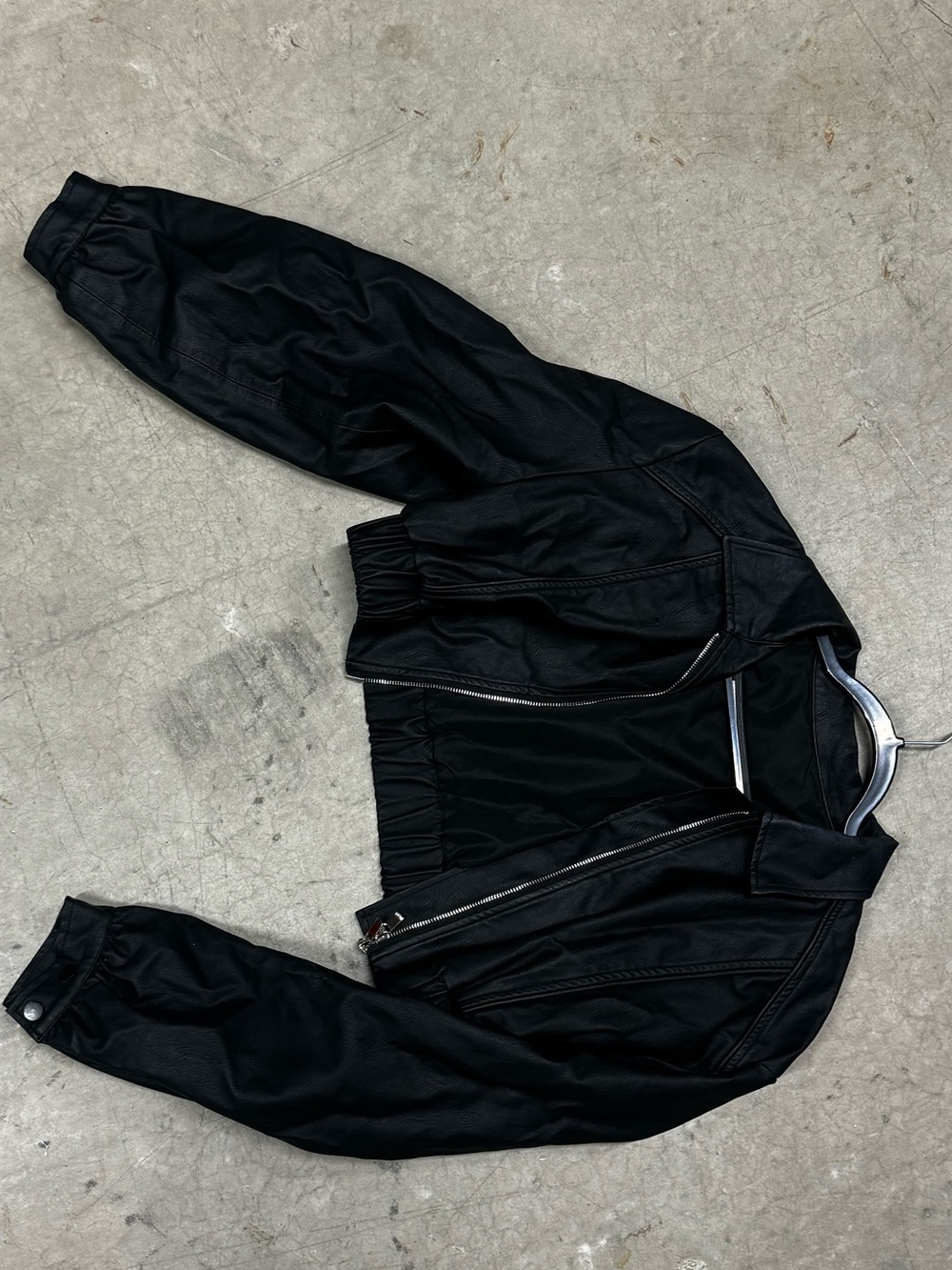 Black women’s cropped Bomber Jacket - Classic Zip Front